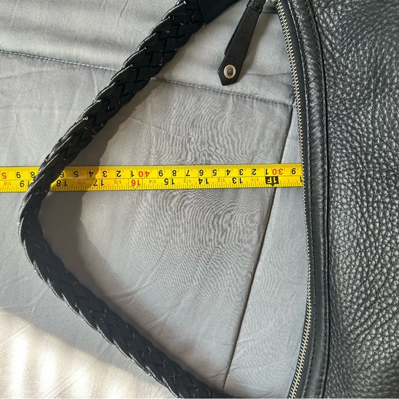 Cole Haan Black Pebble Leather Large Zip Top Tote With Silver Finish - Picture 12 of 14